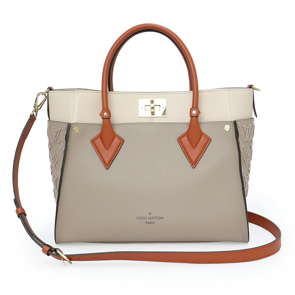LOUIS VUITTON On My Side Grain Calf Nappa Galet Shoulder Handbag Crossbody